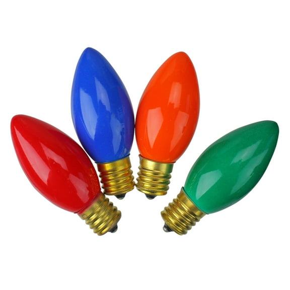 Set of 4 Multi-Color Opaque Ceramic C9 Christmas Replacement Bulbs