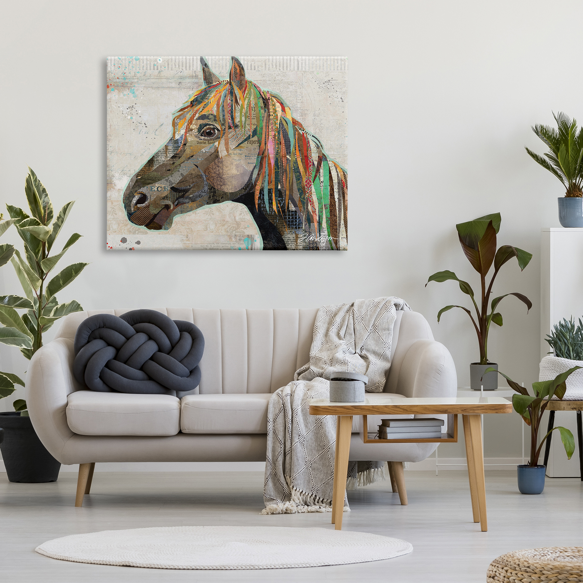 Stupell Industries Farm Horse Animal Portrait Varied Script Words Collage Graphic Art Gallery Wrapped Canvas Print Wall Art, Design by Traci Anderson