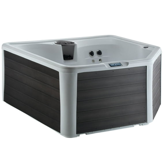 All New 2025 HydroLuxe Tahiti AC Arctic White/Charcoal Hot Tub - 4-Person, 22 Jets, Convertible 110v/230v
