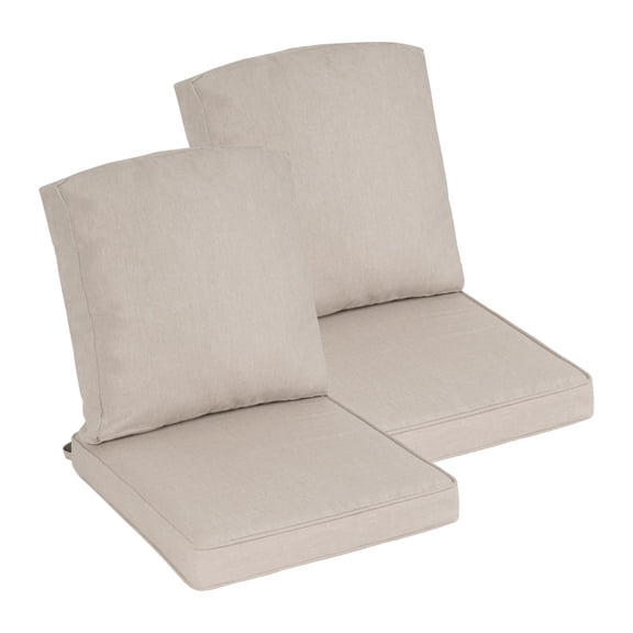 Goodgoods 20" x 21.5" Outdoor Deep Seat Chair Cushions Set of 2, Water & Fade Resistant, Putty