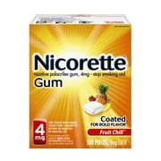 6 Pack Nicorette Nicotine Gum 4mg Fruit Chill Flavor 100 Pieces each