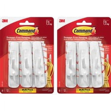 Command Strip Adhesive Hooks - 3 lb (1.36 kg) Capacity - for Paint, Wood, Tile - White - 12 / Bag | Bundle of 5