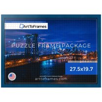ArtToFrames 27.5x19.7 Inch - 70x50 CM Blue Puzzle Frame for 1000 piece Puzzles.1.00 Inch Custom Wood Puzzle Frames, Blue - Comes with Economy Acrylic