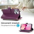 thumbnail image 6 of YEYKX Wallet Case for iPhone 12 Pro Max 6.7inch with Wrist/Shoulder Strap, 9 Card Slots Zipper Purse Luxury Leather Stand Checkered Cell Phone Cover,Deep Purple,For iPhone 12 Pro Max, 6 of 10
