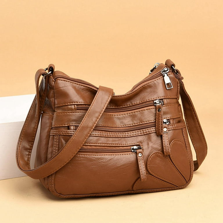 Leather shoulder top bag women's