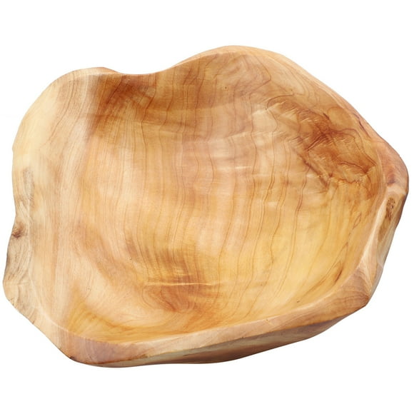 Rustic Wood Fruit Bowl Carved Wood Salad Bowl Snacks Serving Dish Home Wooden Serving Bowl