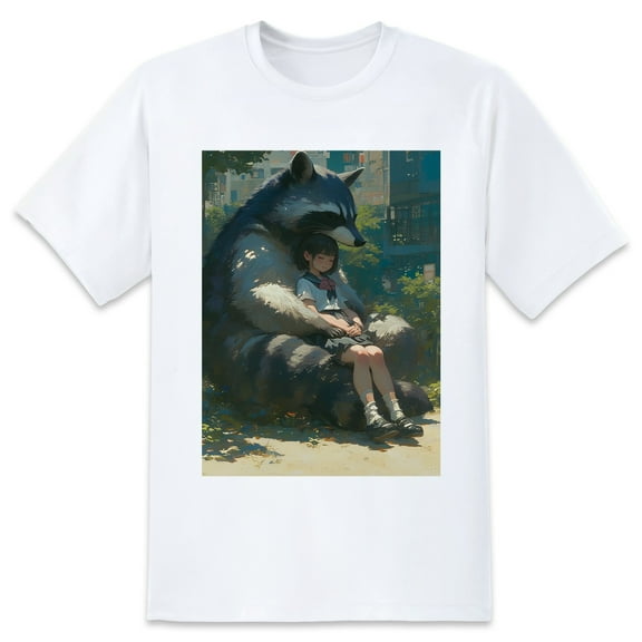 Basic Oversize Tees For WomenRaccoon Loose Boyfriend Shirts Casual Blouse round neck