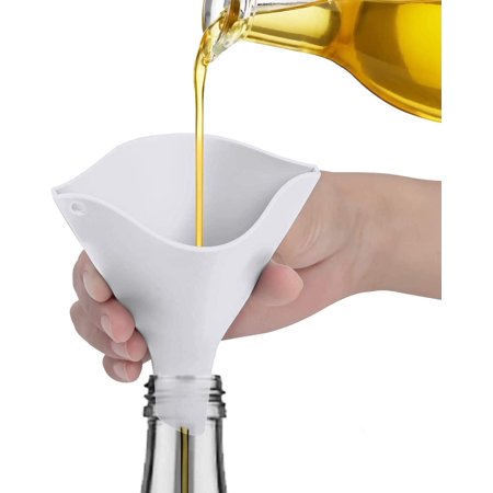 Fan-Shaped Silicone Funnel for Filling Bottles Collapsible Funnel for Kitchen Foldable Funnel for Water Bottle Liquid Transter Food Grade Funnel for Powder White 2pack