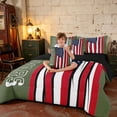 thumbnail image 3 of Manfei 250 Years Print King Bedding, Modern US Flag King Bed in a Bag, Olive Red White Blue, Black Reversible 7pcs, 3 of 6