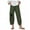 Green, variant on Women Casual Pants Loose Cotton Linen Trousers Floral Embroidered Trousers Elastic Band Cropped Pants Wide Leg Pants