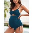 thumbnail image 3 of CUPSHE Women Swimsuit Maternity Tankini Set Two Piece Bathing Suit Cutout Spaghetti Straps V Neck Drawstring Sides, 3 of 5