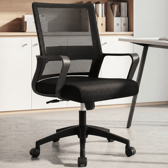 NEO CHAIR Office Chair Gaming Desk Computer Chair Ergonomic Mesh Mid Back with Wheels Lumbar Support Comfy Swivel Adjustable for Home (Black)