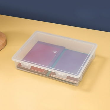 8.66" x 6.10" x 1.96" Portable Plastic Craft Storage Box with Snap,Clear File Boxes for Documents,Letters,Scrapbooks,Office Documents