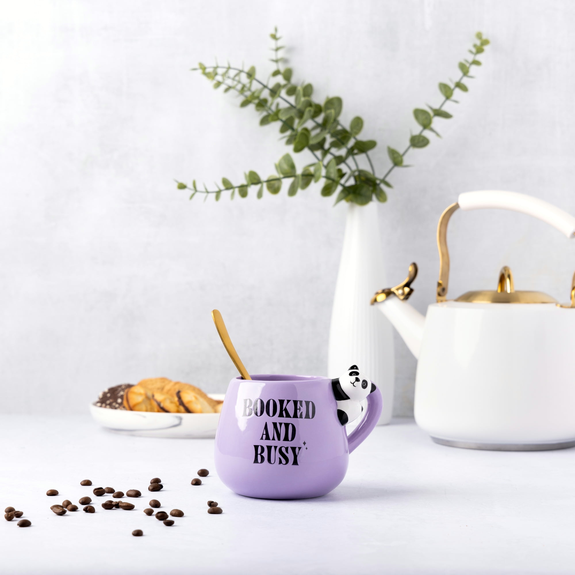 (2 pack) Thyme & Table Booked and Busy Panada Mug 15.5 fl oz, Stoneware