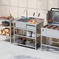 thumbnail image 2 of Ktaxon Utility Sink with Drawer, Stainless Steel Freestanding Kitchen Sink with Hot and Cold Water, Single Bowl Sink w/Storage, Pegboard & Hanging Hook, 2 of 8