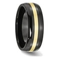 thumbnail image 3 of Mens Black Ceramic Wedding Band Ring 8mm with 14K Yellow Gold Inlay, 3 of 6