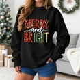 thumbnail image 4 of adviicd Women's Merry and Bright Crewneck Sweatshirt Long Sleeve Merry Christmas Sweatshirt Retro Fall Winter Pullover Holiday Tops (Black, M), 4 of 6