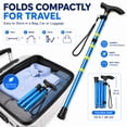 thumbnail image 4 of Folding Walking Cane with 6 Reflective Stickers, Adjustable Collapsible Aluminum Walking Stick for Men Women Seniors, Lightweight Travel Cane with T Handle, Wrist Strap, Non Slip Tip, Blue, 4 of 9