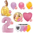 thumbnail image 2 of 19pc Beauty & the Beast Party Decorations Balloons Kit - Belle's Colorful Pink Kids Birthday Party Supplies Decor - Includes JUMBO Pastel Pink Number 2 Age Balloon, 2 of 10