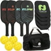 Champion Eclipse Graphite Pickleball Paddle Set | Includes 4 Paddles + 4 Outdoor Pickleballs + 4 Paddle Covers + Pickleball Duffel Bag