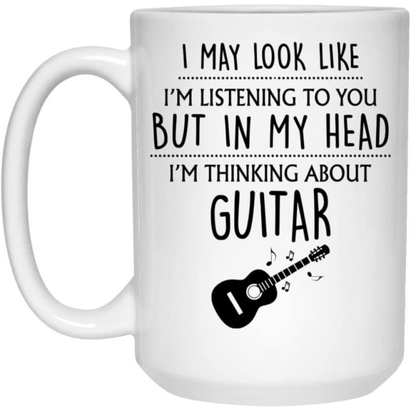Guitar Gift, Guitar Mug, Funny Guitar Gifts For Him, Men, Dad, Gift For Guitarist, Guitar Player, Playing My Guitar Coffee Mug 15oz