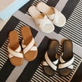 thumbnail image 2 of Sandalias planas con correa cruzada para mujer, sandalias de playa antideslizantes con punta redonda abierta, zapatos de diapositivas versátiles, 2 of 4