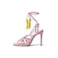 thumbnail image 4 of Schutz Jannis Nubuck Rosa Feminino Lace Up Pointed Toe High Heel Pumps Shoes (Club Rose, 6.5), 4 of 6