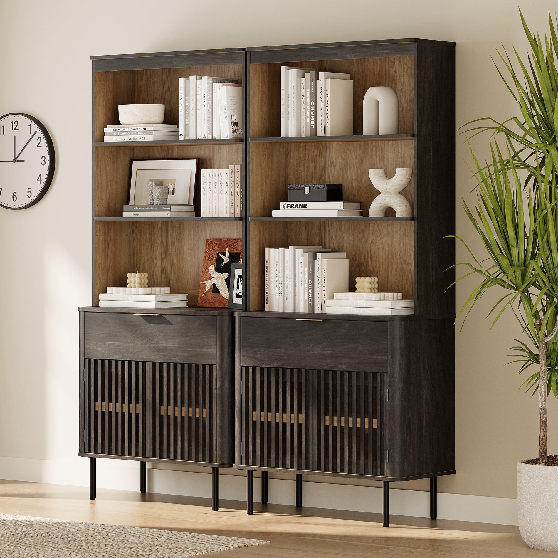 72.8" H X 63" W Kitchen Pantry Storage Cabinet, Push-to-open Door Kitchen Hutch With Drawer And Adjustable Shelf, Black