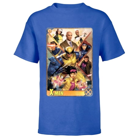 Marvel X-Men Mutant Super Heroes Trading Card – Short Sleeve T-Shirt for Kids – Customized-Royal