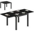 thumbnail image 1 of Outsunny Expandable Outdoor Dining Table with Tempered Glass Tabletop Black, 1 of 10