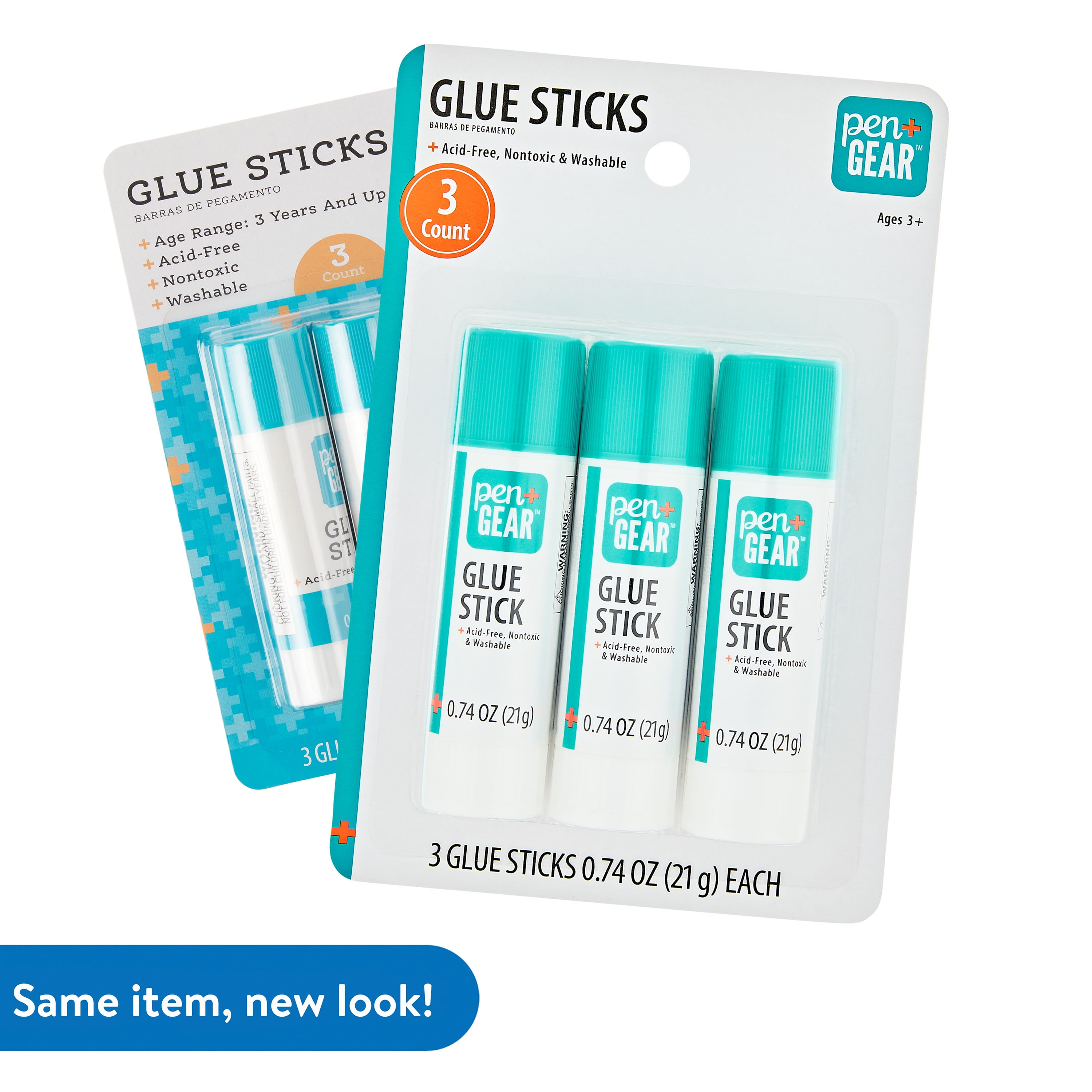 Pen+Gear All Purpose Jumbo School Glue Sticks, Washable, White, PVP, 3 Count (AP21-3) Dry In 3 Min