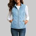 thumbnail image 2 of larppty Women's Vest, Stand Collar Lightweight Zip Up Front Quilted Padded Vest for Women (Light Blue, L), 2 of 6
