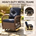 thumbnail image 5 of 3 Piece Patio Swivel Rocker Chairs Set, 2 360-Degree Swivel Rocking Chairs with 1 Glass Top Table, PE Rattan Outdoor Bistro Set with Cushions for Balcony Deck Poolside Backyard Porch, 5 of 9