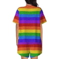 thumbnail image 6 of Fotbe Colorful Glitter Rainbow Print Pajama Set for Women 2 Piece Loungewear Short Sleeve Tops and Shorts Set Soft Sleepwear-XX-Large, 6 of 7
