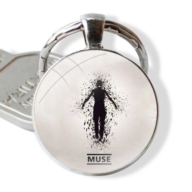 LLavero de cabujón de cristal con diseño de moda de dibujos animados, colgante creativo de Muse Band, llaveros de coche hechos a mano