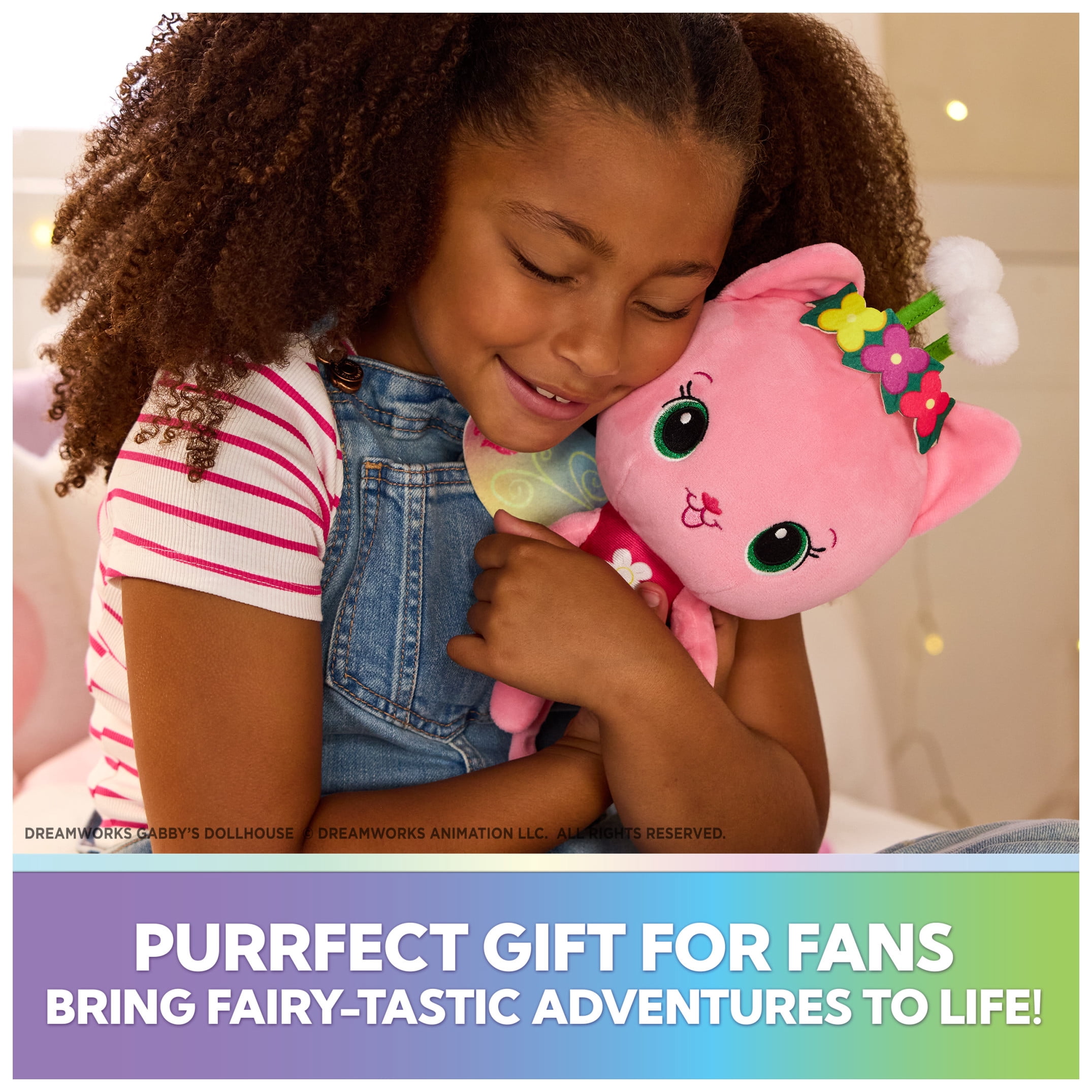 Gabby’s Dollhouse Fairylandia Rainbow Light-Up Kitty Fairy, Plush Toy for Ages 3 & Up