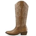 thumbnail image 6 of Pennysue Cowboy Boots For Women Light Brown Knee High Western Cowgirl Boots Snip Toe Side Zipper Chunky Heel Size 6, 6 of 6
