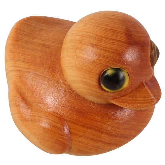 HOMEMAXS Orange Wooden Duck Figurine Hand Carved Cypress Wood Home Office Desk Decor Craft Display 4.7 Inches