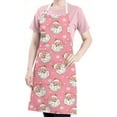 thumbnail image 5 of Pink Christmas Santa Apron-Garden Aprons for Women with Pockets-Cotton Linen Waterproof Kitchen Cooking Gardening Aprons Adjustable for Kitchen,Cooking,BBQ and Salon 32"x27", 5 of 7