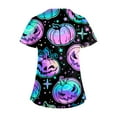 thumbnail image 3 of LINMOUA Plus SizePrinted Scrub Working Uniform Tops For Women's Cross V-Neck Halloween Print Short Sleeve Fun T-Shirts Workwear Tee With Pockets, 3 of 3