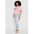 thumbnail image 3 of Women's Plus Size Distressed London Graphic Knot Front Tee, 3 of 4