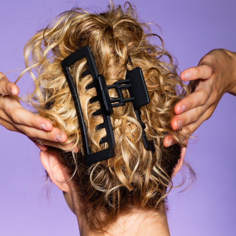 Gimme, Claw Clip, Thick Rectangle XL Double Teeth, Black - Walmart.com