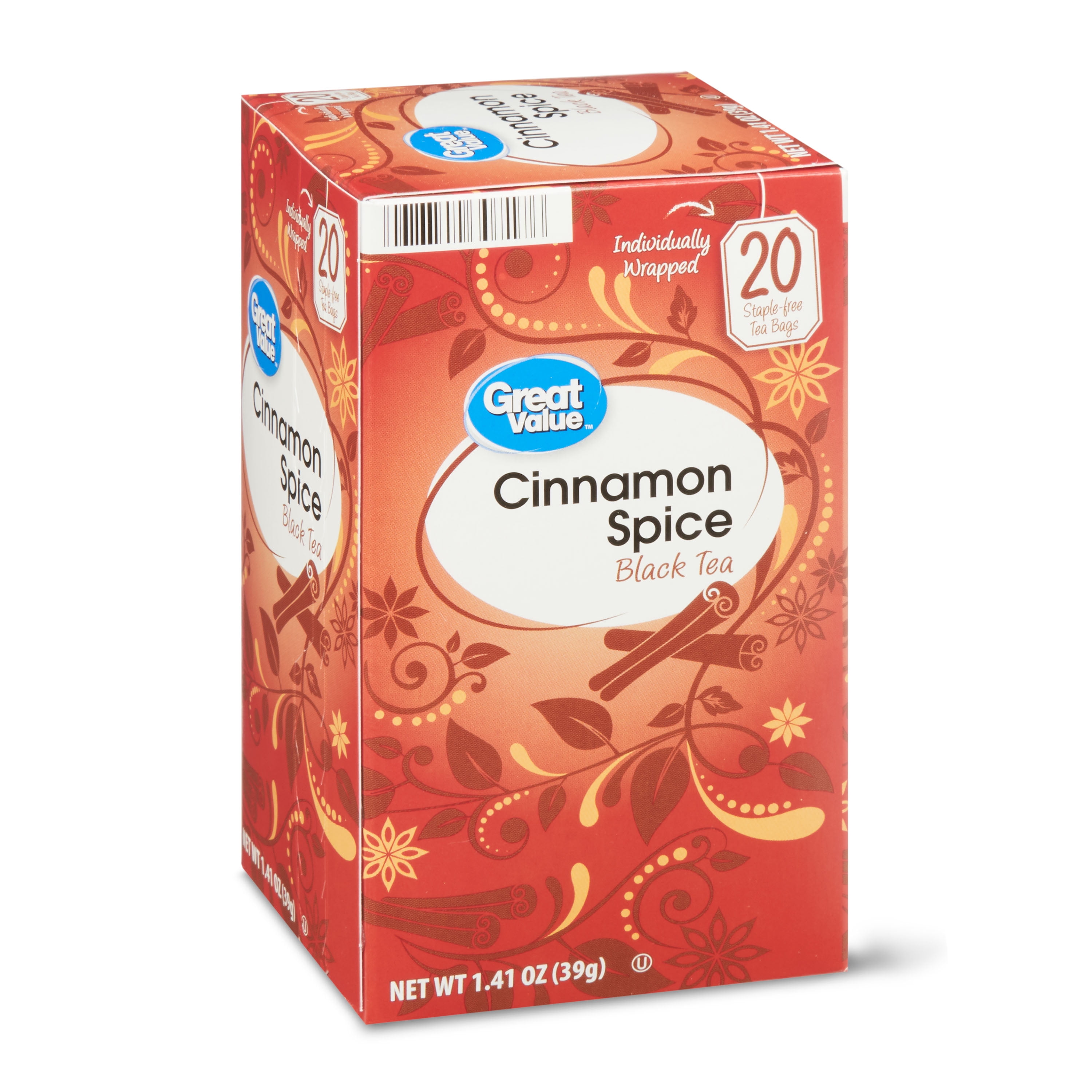 Great Value Cinnamon Spice Black Tea, 1.41 oz, 20 Ct