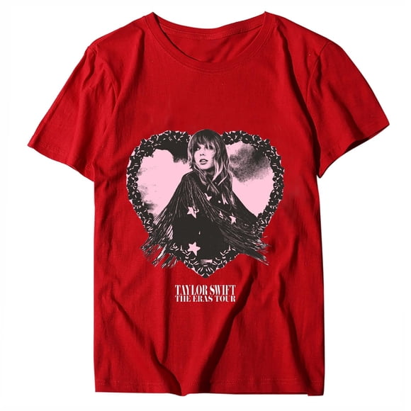 T-shirt de Tournée TayIor pour Femmes Tylor Swft Shirts Tay Eras Merch Swft Fans Club Léger T-Shirts à Manches Courtes Hauts pour Femmes Tylor Swft Merch Cadeaux TKFASHION Vin m