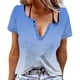 thumbnail image 1 of Camisetas de Manga Corta para Mujeres Camiseta de Cuello Redondo con Botón Impreso No Estructurado Casual con Suave 95% Poliéster 5% Spandex, Blusa Transpirable para la Primavera, 1 of 6