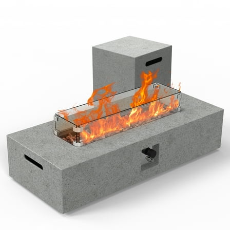 Durable Terrazzo Propane Fire Pit, 50,000 BTU Burner,Gray