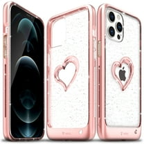 Vena iPhone 12 Pro Max Glitter Case, vLove Glitter Heart Case Slim Dual Layer Protection Designed for iPhone 12 Pro Max - Rose Gold
