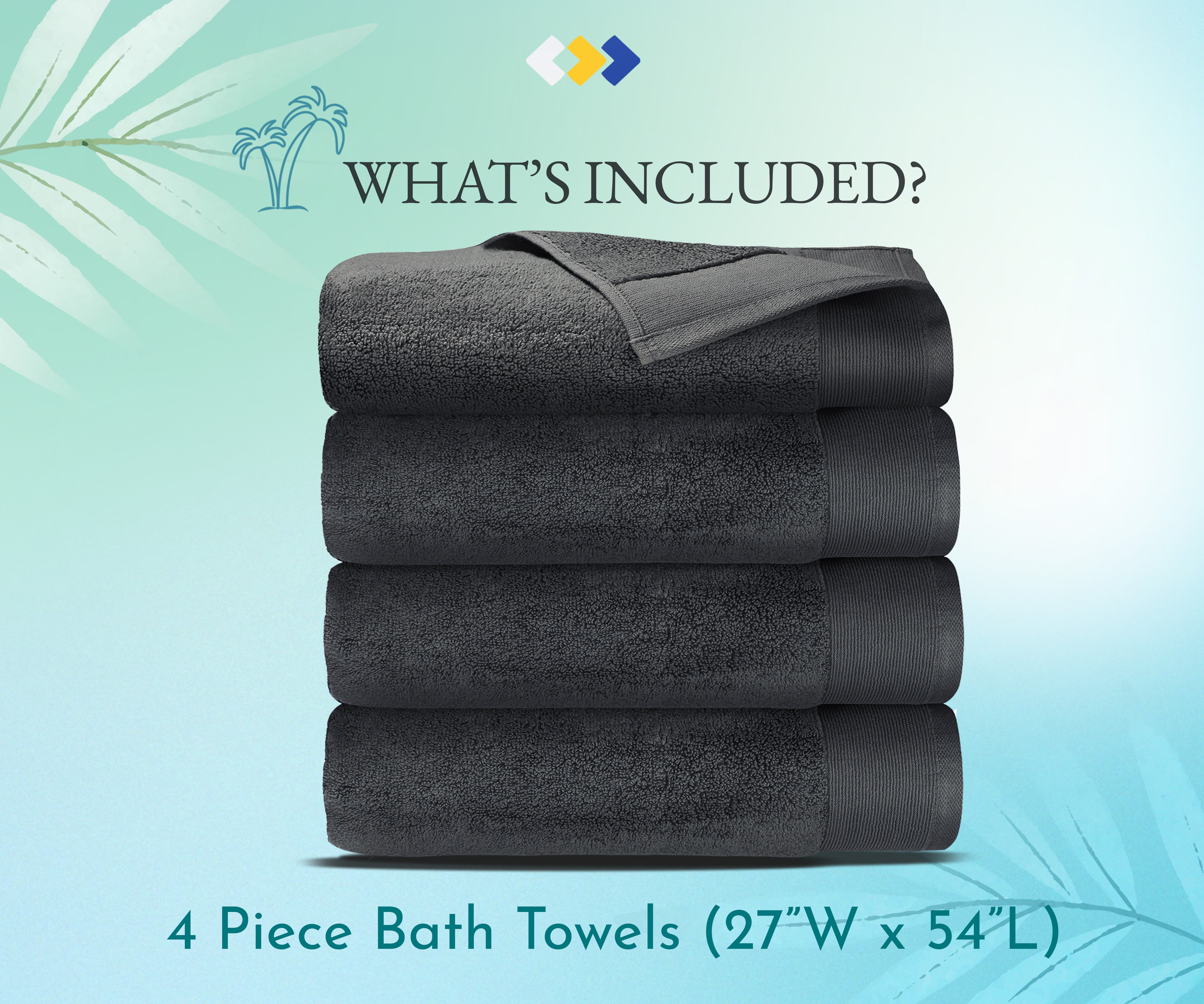 Bennett and Shea 4-Piece Luxury Bath Towels, Odor Resistant, 27 x 54  Premium Towels for Bathroom, Highly Absorbent and Quick Dry Bath Towels,  Extra