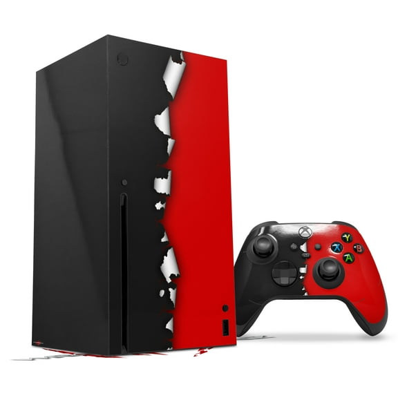 WraptorSkinz Skin Wrap compatible with the 2020 XBOX Series X Console and Controller Ripped Colors Black Red (XBOX NOT INCLUDED)