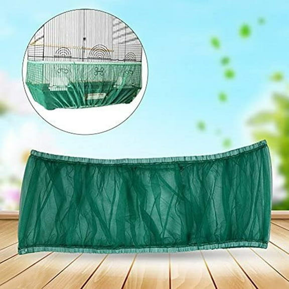 Mesh Bird Cage Green Large, Bird Cage Cover Seed Catcher, Adjustable Mesh Net, Bird Cage Cover, Seed Catcher, Nylon Mesh, Adjustable, Keeps Area Clean for Parrots Or African Greys, By Kingtowag